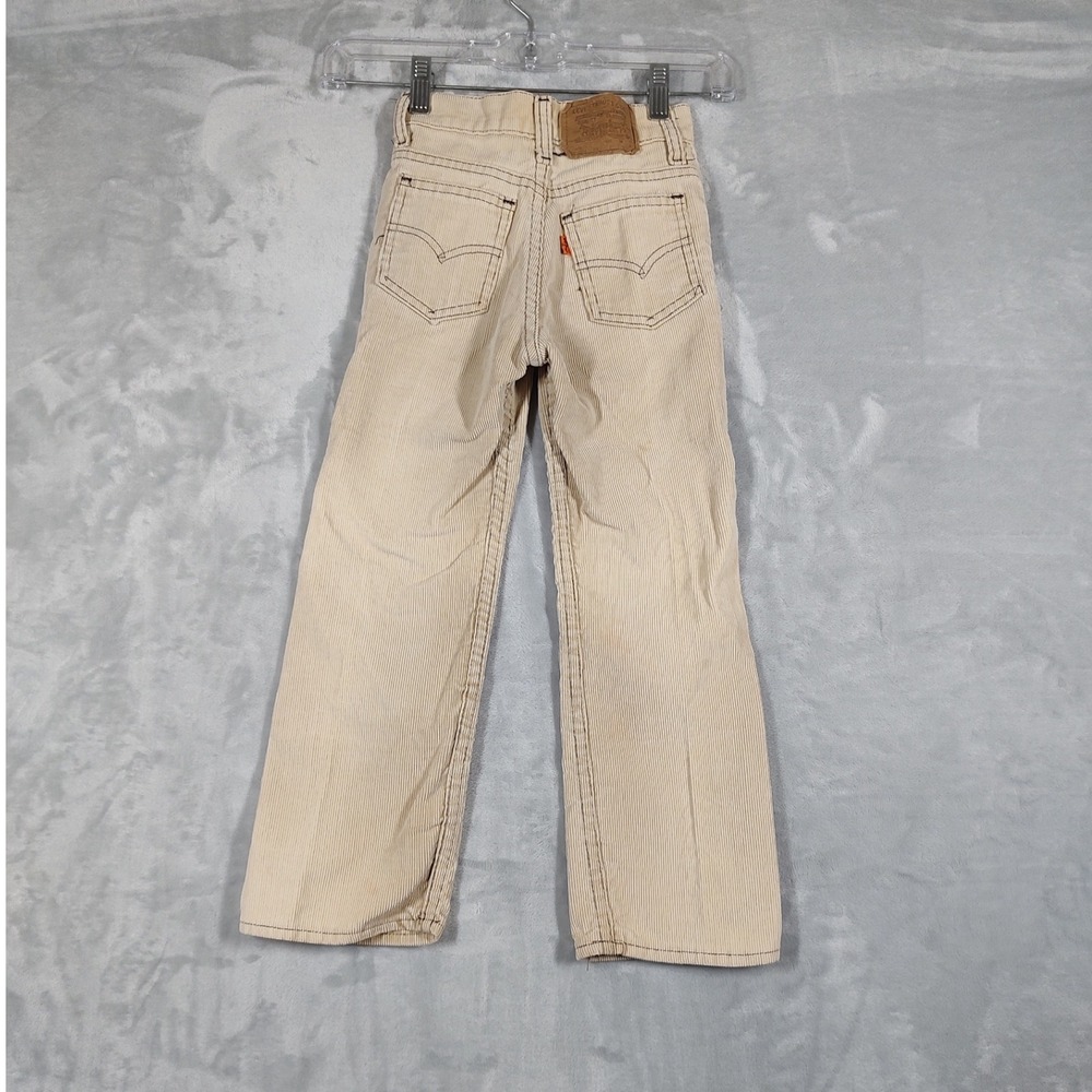 Vintage Levis Kids Orange Tab Corduroy Pants Tan Beige Straight Leg Made USA 7